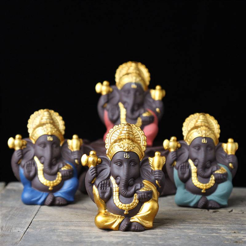 Lucky Ganesha with Crown Statue Figur für religiöse Statuen Desktop