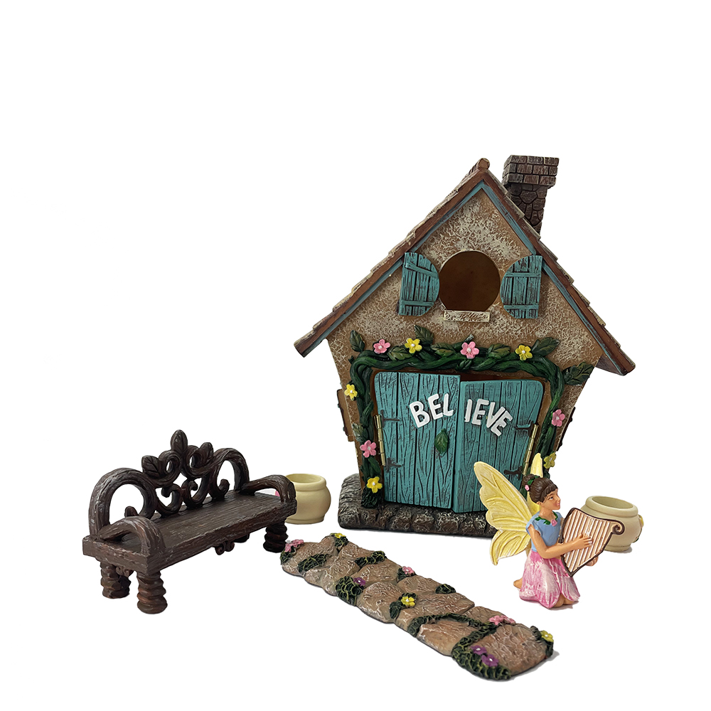 Miniatur Fairy Garden Girl Bank und Topf mit beweglicher Türfigur