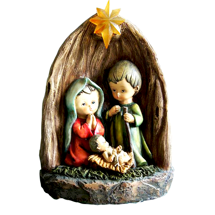 LED-Licht, süße Mini-Heilige-Familie-Krippenfigur, Baby-Jesus-Geburtsland, Dekoration, Ornament, Geschenk