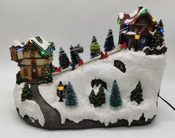 Sammelbares LED-beleuchtetes Weihnachtsfeiertags-animiertes Weihnachtsschnee-Dorfhausfiguren-Set