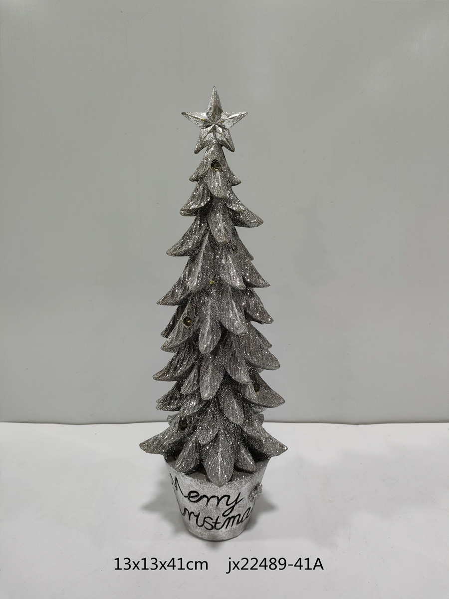 LED-Licht-Gartenstatue 17-Zoll-Harz-Weihnachtsbaum-Weihnachtsdekoration-gewaschenes schneebedecktes Baum-Set