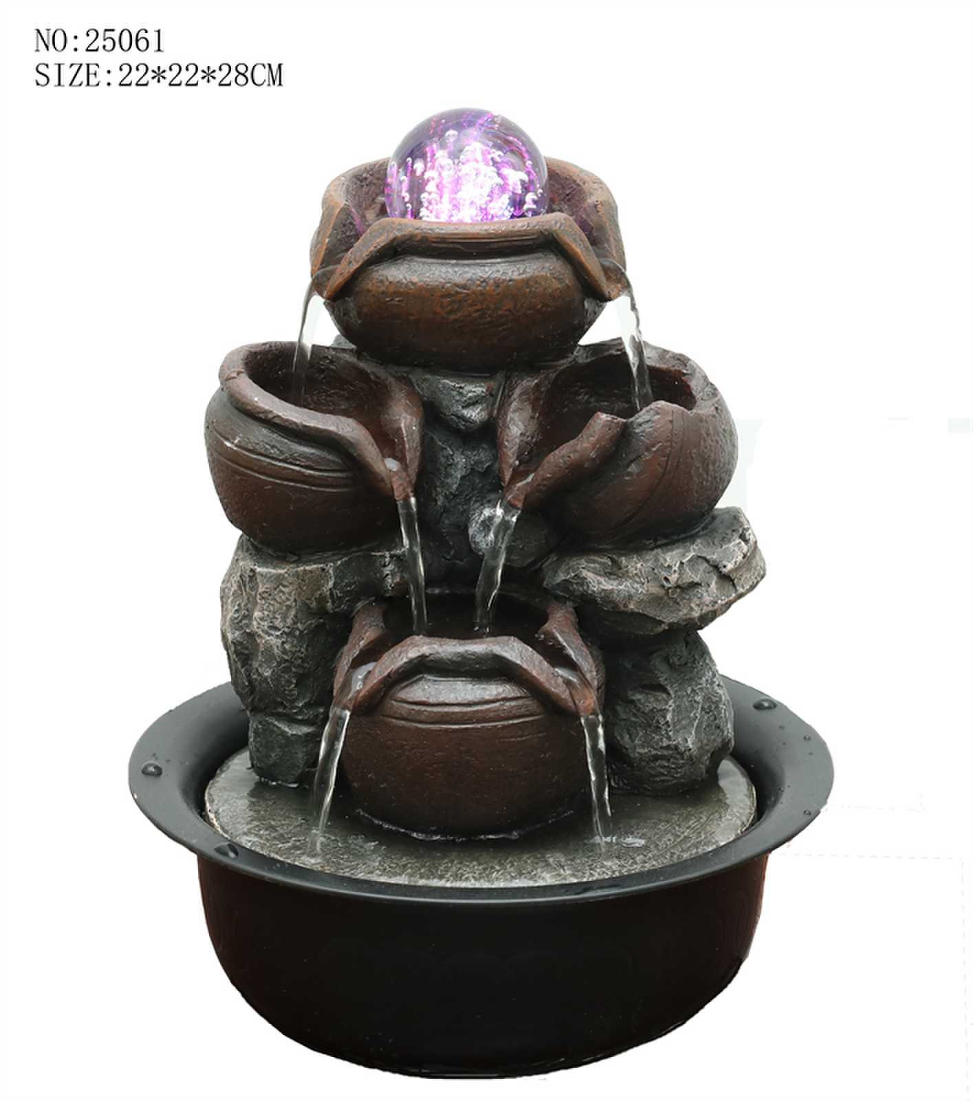 Modern Style Polyresin Waterfall Table Top Water Fountain For Home And Garden Decoration